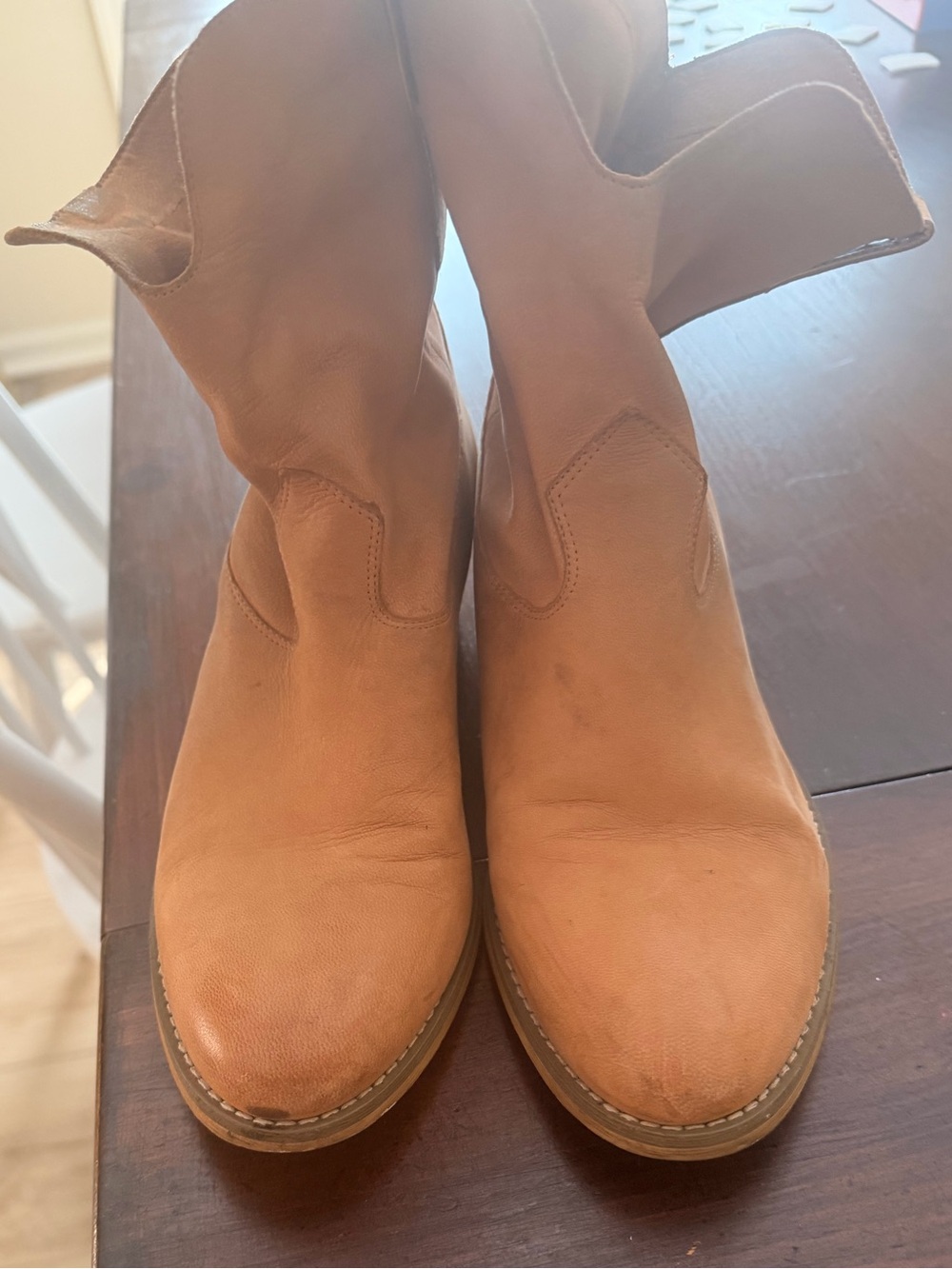 Crown Vintage Tan Leather Western Ankle Boots
